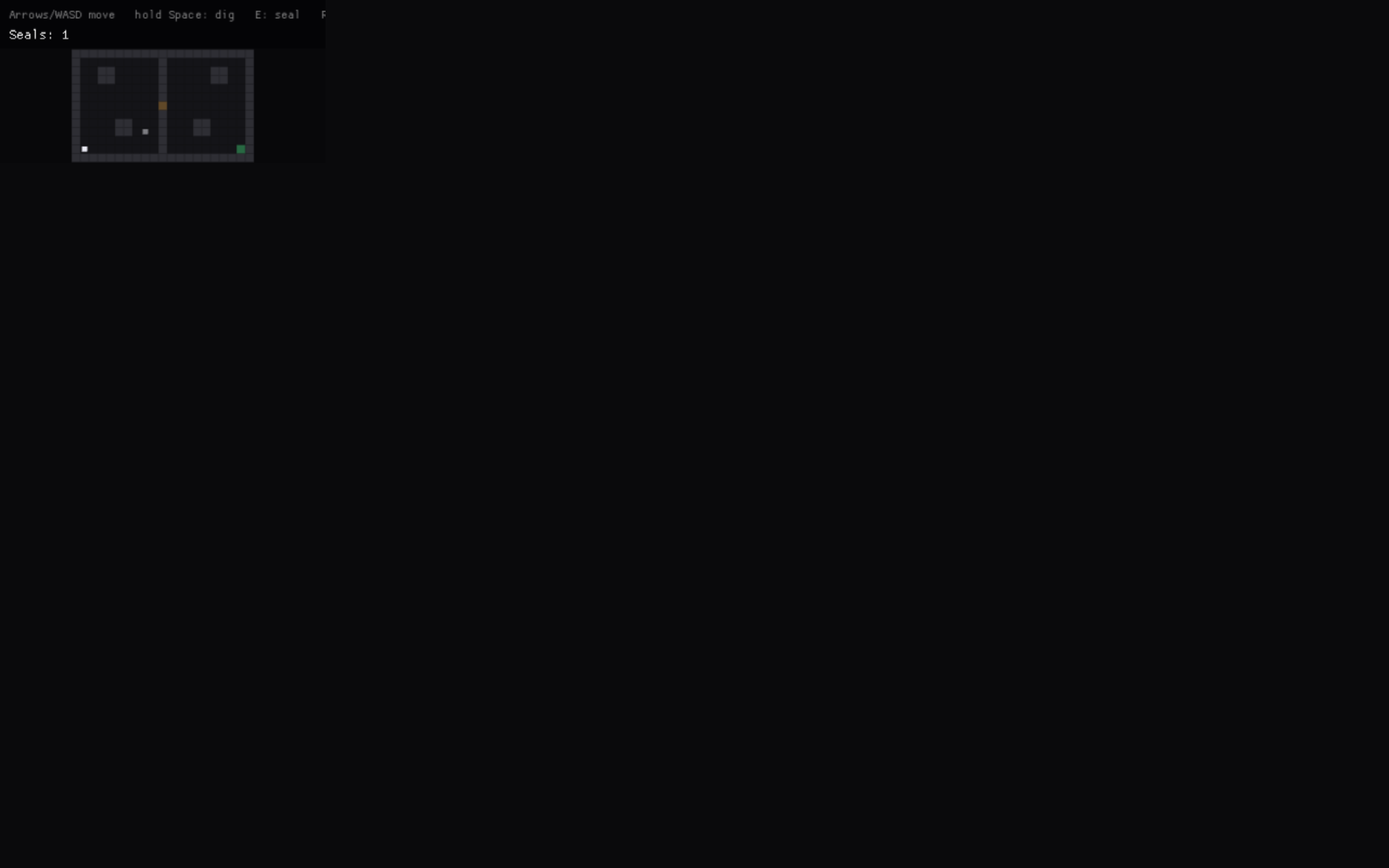 A large, almost entirely black browser page. In the top-left corner, the complete game — HUD and all — is crammed into a tiny 300 by 150 pixel rectangle.